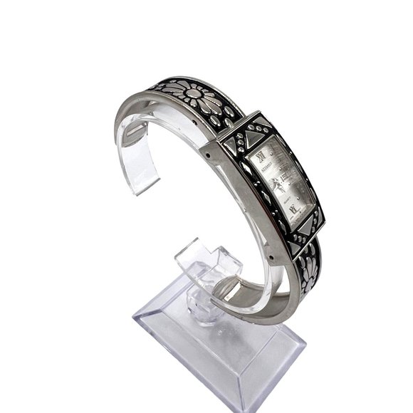 KESSARIS Analog Wristwatch Silver Toned Cuff Band Rectangular #A305-1 - Picture 5 of 8